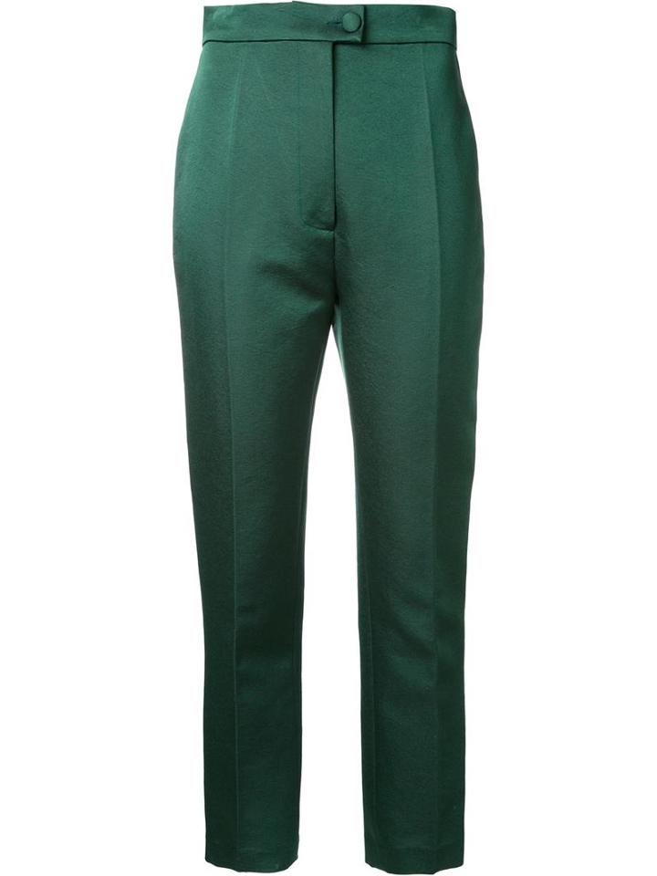 Martin Grant Tailored Cropped Trousers, Women's, Size: 40, Green, Silk/cotton
