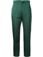 Martin Grant Tailored Cropped Trousers, Women's, Size: 40, Green, Silk/cotton