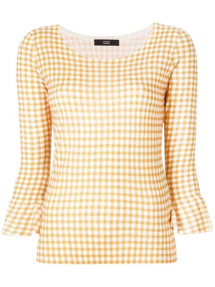 Steffen Schraut Gingham Print Blouse - Yellow & Orange