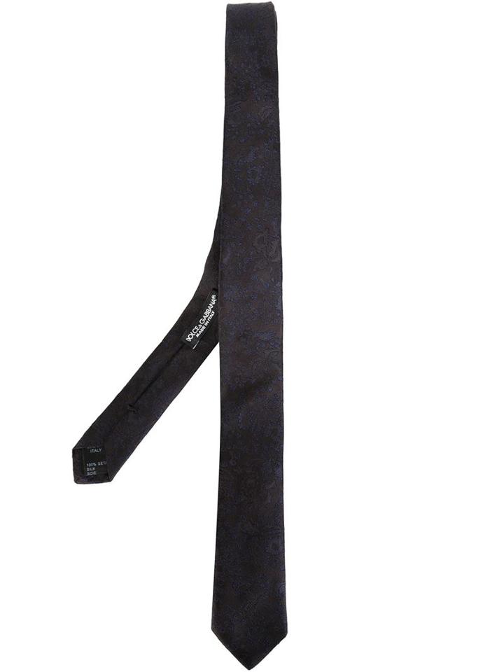 Dolce & Gabbana Floral Embroidered Skinny Tie