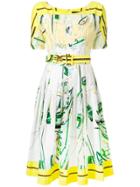 Samantha Sung Sailboat Print Belted Dress - Yellow & Orange