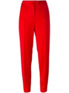Boutique Moschino Cropped Tapered Trousers, Women's, Size: 44, Red, Virgin Wool