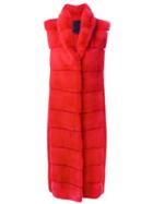 Liska Mink Fur Coat, Women's, Size: Small, Red, Mink Fur/cashmere/silk