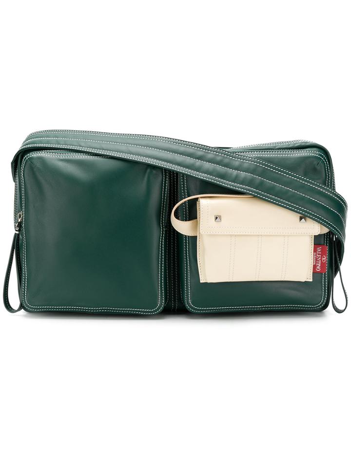 Valentino Colour Block Messenger Bag - Green