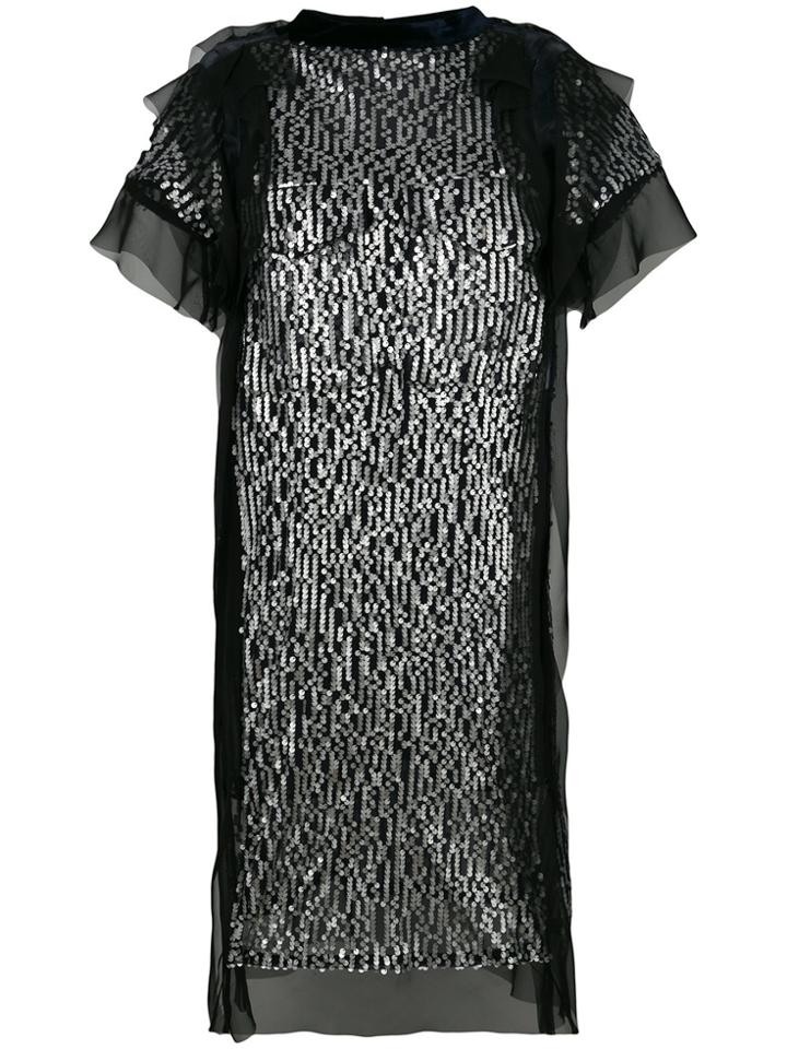 Sacai Sequin Embellished Shift Dress - Blue