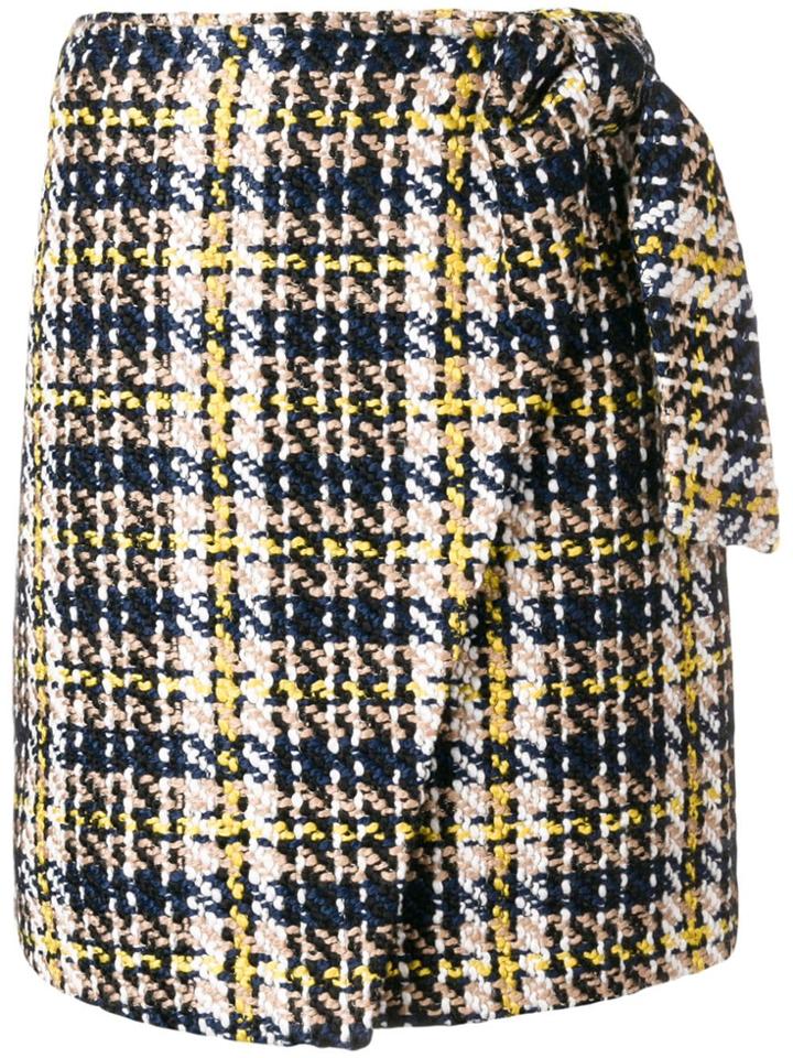 Steffen Schraut Knitted Wrapped Plaid Skirt - Yellow & Orange