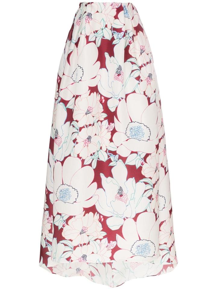 Carolina Herrera Floral Print Gown Skirt - Currant Multi