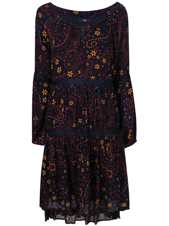 Steffen Schraut Boat Neck Print Dress - Black