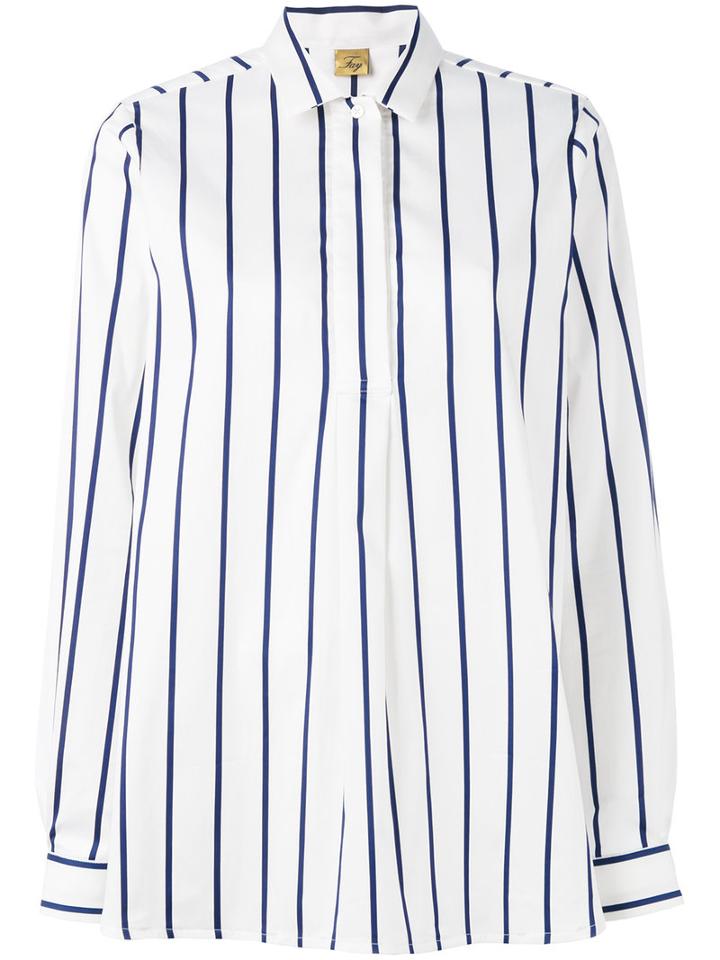 Fay - Striped Shirt - Women - Cotton/polyamide/spandex/elastane - S, White, Cotton/polyamide/spandex/elastane