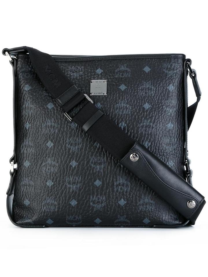 Mcm Logo Print Shoulder Bag, Men's, Black, Pvc