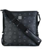 Mcm Logo Print Shoulder Bag, Men's, Black, Pvc