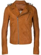 Rick Owens Chain Shoulder Leather Jacket - Brown