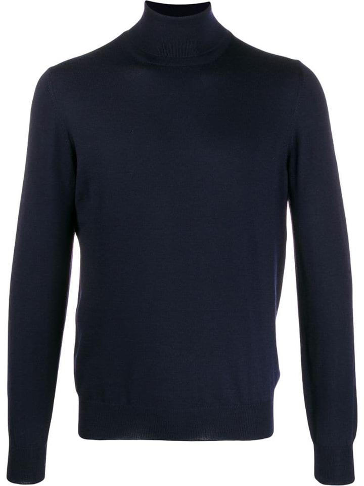 Tagliatore Turtleneck Fitted Jumper - Blue