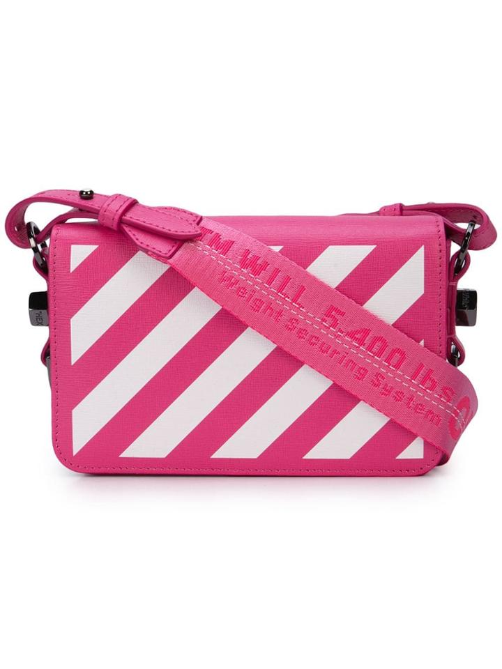 Off-white Diagonal Striped Shoulder Bag - Pink