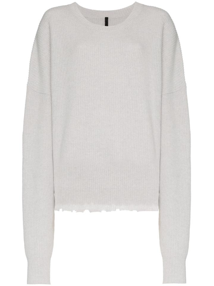 Unravel Project Long Sleeve Wool Blend Sweater - Grey