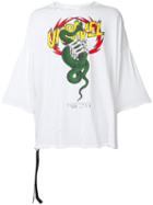 Unravel Project Distressed Snake Print Boxy T-shirt, Men's, Size: Medium, White, Cotton