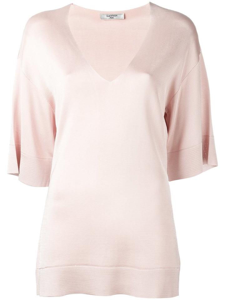 Lanvin Loose Fit V-neck Blouse, Women's, Size: Small, Nude/neutrals, Viscose