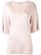 Lanvin Loose Fit V-neck Blouse, Women's, Size: Small, Nude/neutrals, Viscose