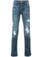 Hudson Ripped Slim-fit Jeans, Men's, Size: 34, Blue, Cotton/polyester/spandex/elastane