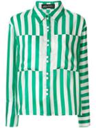 Anna October Oversized Pockets Striped Shirt - Green