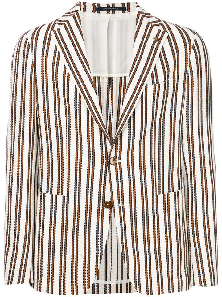 Tagliatore Unstructured Striped Jacket - Nude & Neutrals
