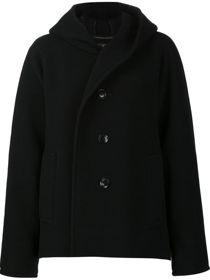 Y's Oversize Hooded Jacket, Women's, Size: 2, Black, Nylon/cupro/wool