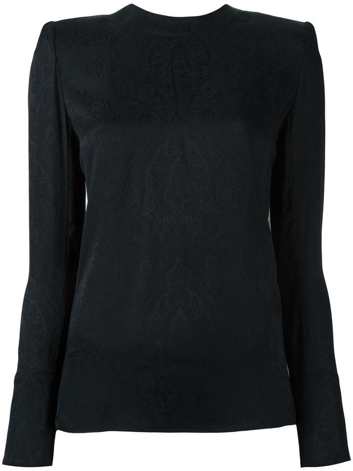 Balmain - Paisley Detail Blouse - Women - Silk - 36, Black, Silk