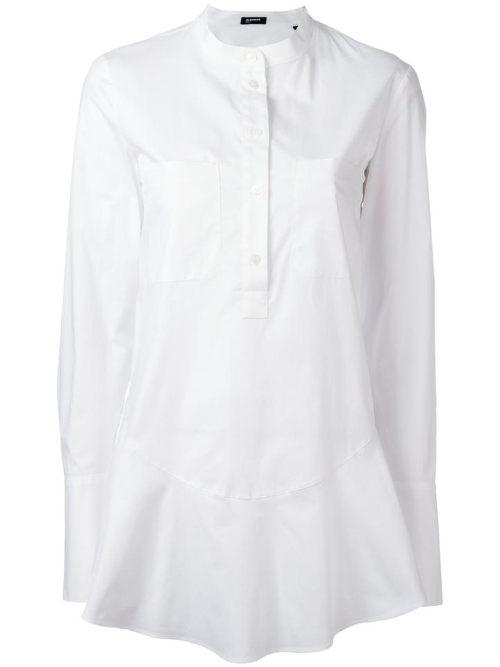 Jil Sander Navy Flared Hem Shirt, Women's, Size: 36, White, Cotton/spandex/elastane