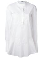 Jil Sander Navy Flared Hem Shirt, Women's, Size: 36, White, Cotton/spandex/elastane