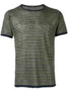 Zanone Striped Knit T-shirt, Men's, Size: Xl, Green, Linen/flax