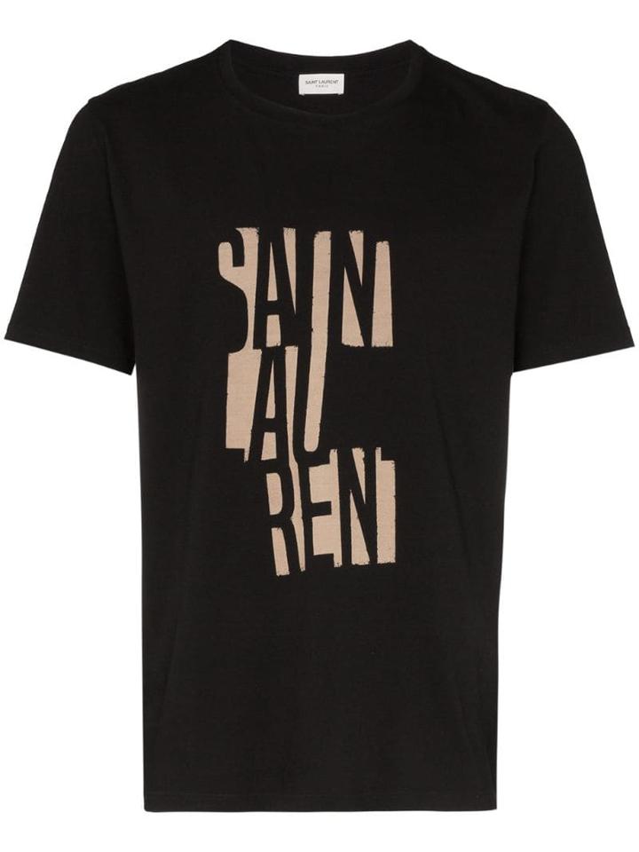 Saint Laurent Deconstructed Logo Print T-shirt - Black