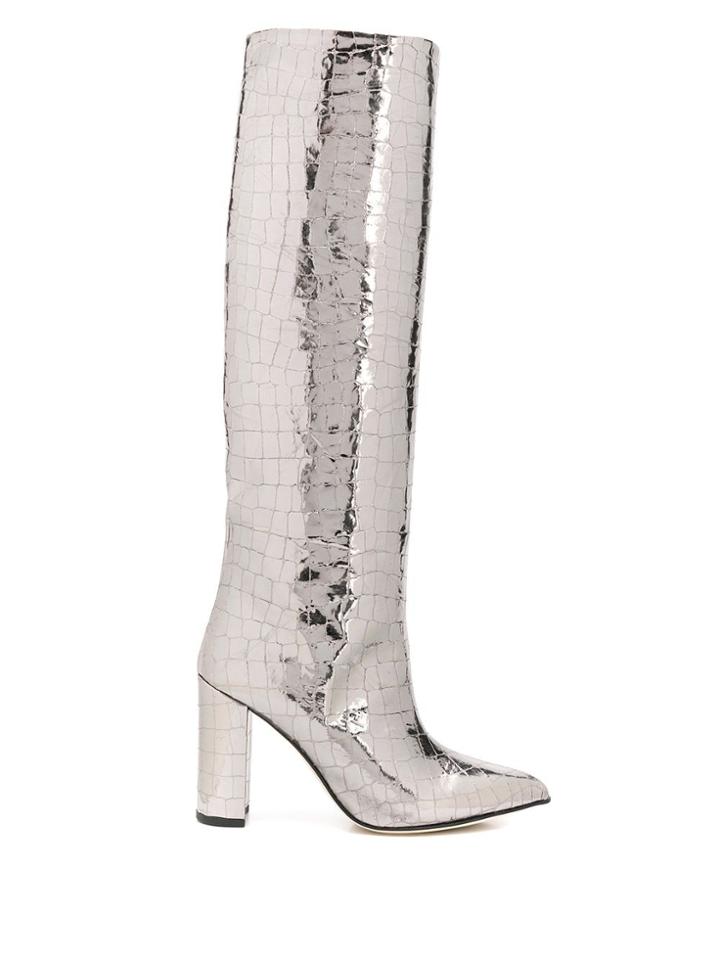 Paris Texas Glossy Crocodile-effect Boots - Metallic