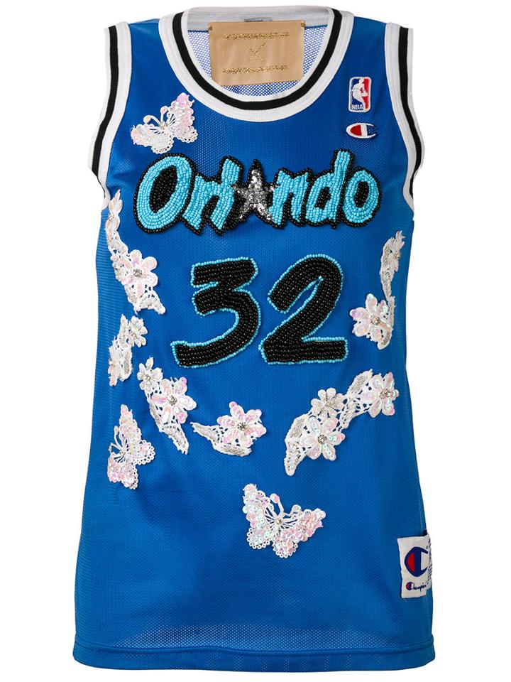 Night Market - Orlando Embroidered Nba Tank - Women - Nylon/polyester - One Size, Blue, Nylon/polyester