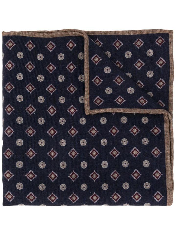 Eleventy Diamond-pattern Scarf - Blue