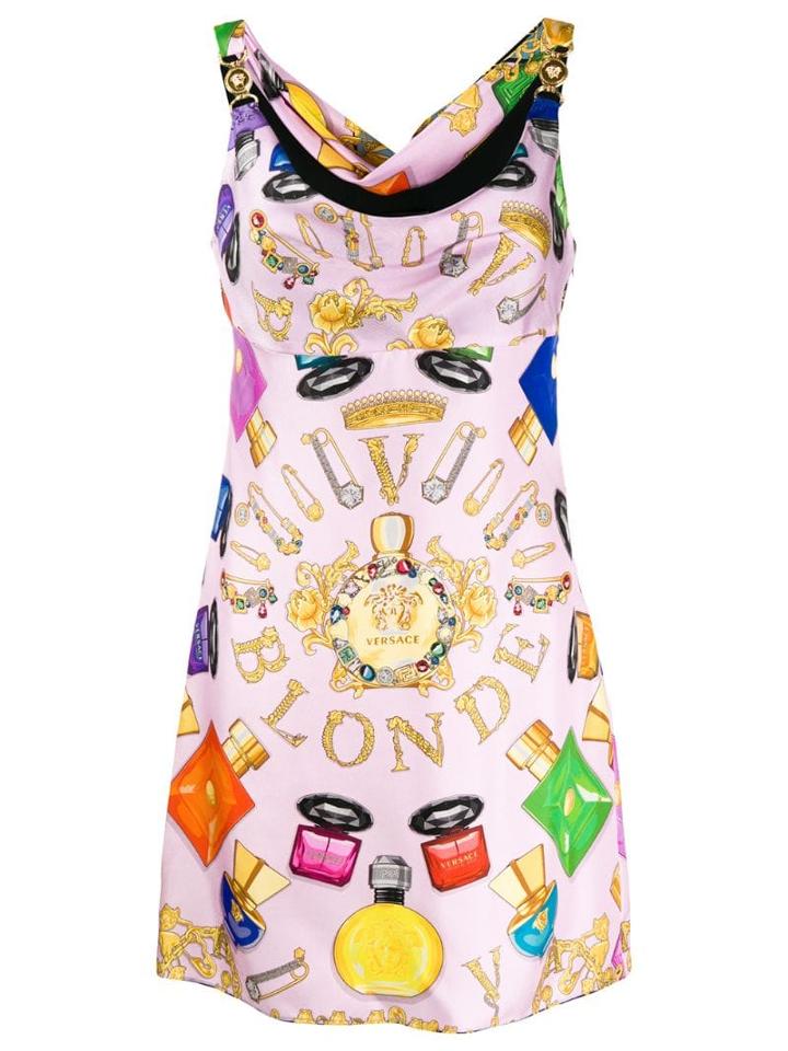 Versace Blonde Printed Dress - Pink