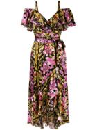 Temperley London Floral Printed Off-the-shoulder Dress - Black