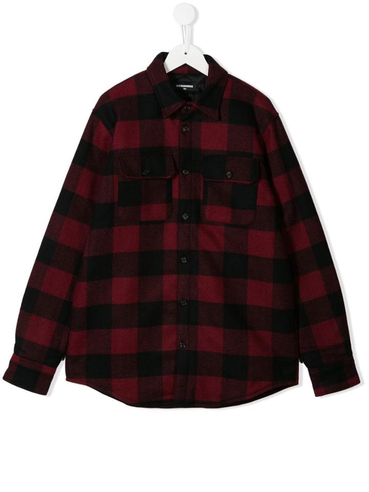 Dsquared2 Kids Teen Checked Slogan Shirt