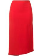 Poiret Asymmetric Midi Dress - Red