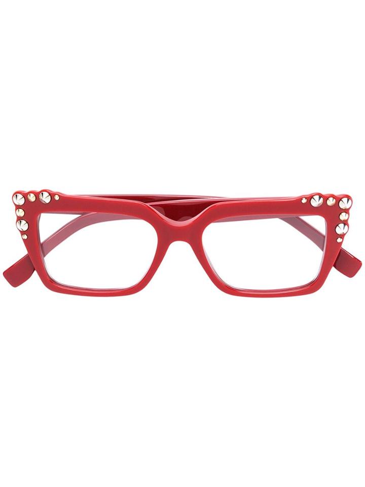 Fendi Eyewear Studded Square-frame Glasses - Red