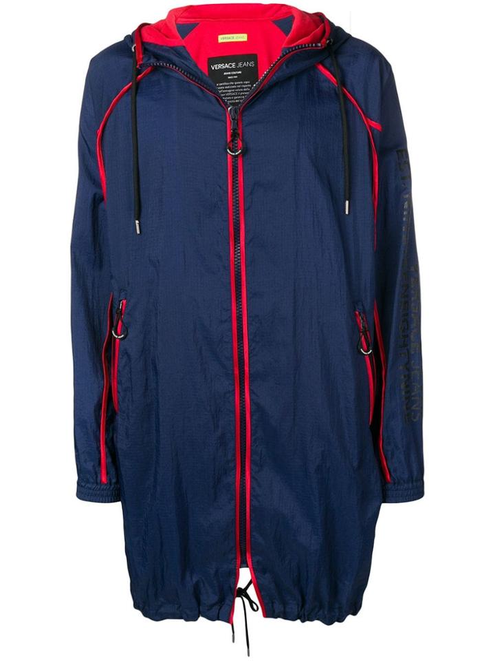 Versace Jeans Contrast Trim Raincoat - Blue