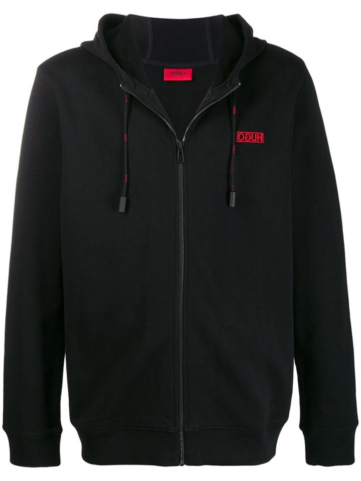 Boss Hugo Boss Reversed Embroidered Logo Hoodie - Black