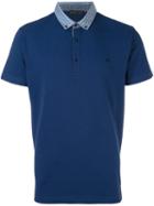 Etro Contrast Collar Polo Shirt, Men's, Size: Large, Blue, Cotton