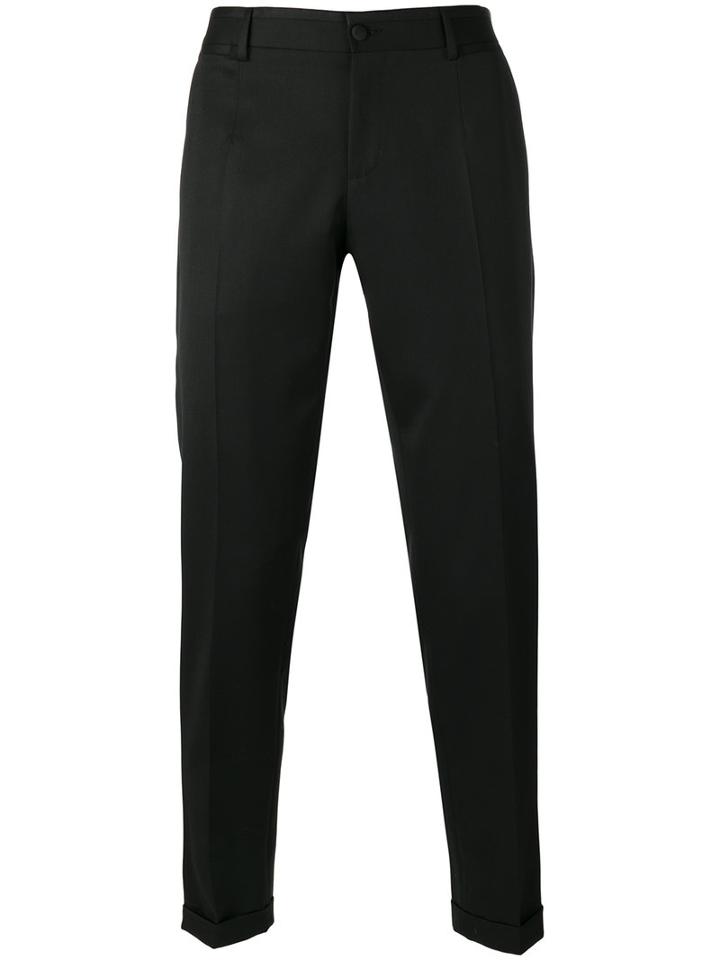 Dolce & Gabbana Slim-fit Chinos, Men's, Size: 52, Black, Virgin Wool/polyester/silk/viscose