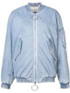 Off-white Denim Bomber Jacket, Women's, Size: Small, Blue, Cotton