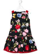 Monnalisa Floral Print Dress, Girl's, Size: 9 Yrs, Black