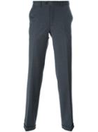 Brioni Plaid Tailored Trousers, Men's, Size: 50, Blue, Virgin Wool