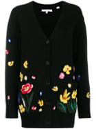 Chinti & Parker Embroidered Floral Cardigan - Black