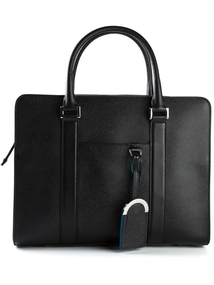 Bulgari Rectangular Tote, Women's, Black, Calf Leather