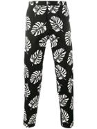 Dolce & Gabbana Palm Leaf Print Trousers - Black