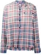 Greg Lauren Faded Destroyed Flannel Shirt - Red